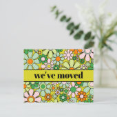 Retro Spring Floral neue Adresse / Wir sind umgezo Postkarte (Stehend Vorderseite)