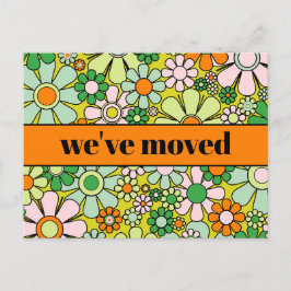 Retro Spring Floral neue Adresse / Wir sind umgezo Postkarte