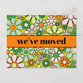Retro Spring Floral neue Adresse / Wir sind umgezo Postkarte