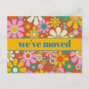 Retro Spring Floral neue Adresse / Wir sind umgezo Postkarte