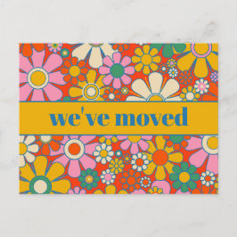 Retro Spring Floral neue Adresse / Wir sind umgezo Postkarte