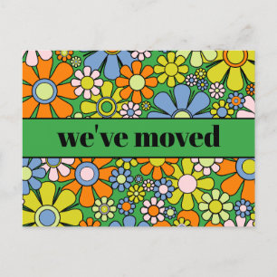 Retro Spring Floral neue Adresse / Wir sind umgezo Postkarte