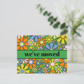 Retro Spring Floral neue Adresse / Wir sind umgezo Postkarte (Stehend Vorderseite)