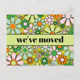 Retro Spring Floral neue Adresse / Wir sind umgezo Postkarte