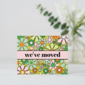 Retro Spring Floral neue Adresse / Wir sind umgezo Postkarte (Stehend Vorderseite)