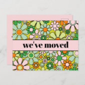 Retro Spring Floral neue Adresse / Wir sind umgezo Postkarte (Vorne/Hinten)