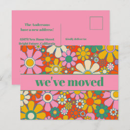 Retro Spring Floral neue Adresse / Wir sind umgezo Postkarte