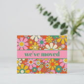 Retro Spring Floral neue Adresse / Wir sind umgezo Postkarte (Stehend Vorderseite)