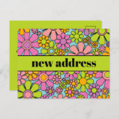 Retro Spring Floral New Address Postkarte (Vorne/Hinten)