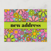 Retro Spring Floral New Address Postkarte (Vorderseite)