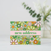 Retro Spring Floral New Address Postkarte (Stehend Vorderseite)