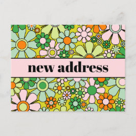 Retro Spring Floral New Address Postkarte