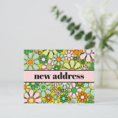 Retro Spring Floral New Address Postkarte (Stehend Vorderseite)