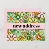 Retro Spring Floral New Address Postkarte (Vorne/Hinten)
