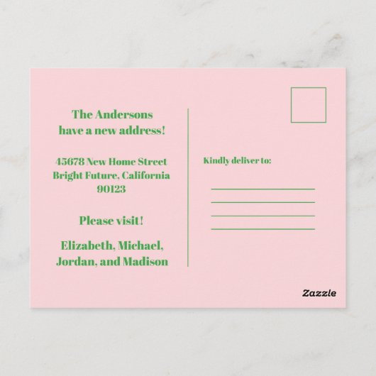 Retro Spring Floral New Address Postkarte (Rückseite)