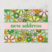 Retro Spring Floral New Address Postkarte (Vorderseite)