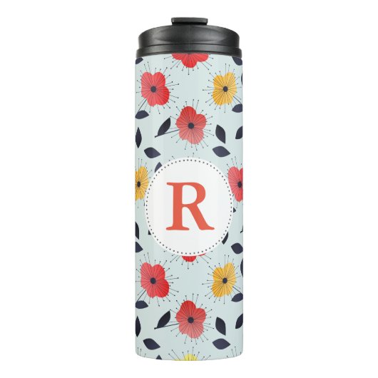 Retro Spring Flowers mit Initial Thermosbecher (Vorderseite)