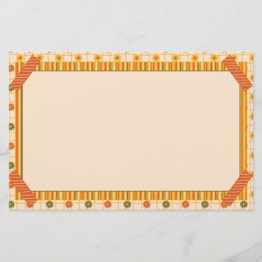 Retro Spring Hand Drawn Faux Washi Floral Stripe Briefpapier (Vorderseite)