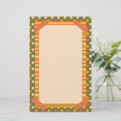 Retro Spring Hand Drawn Faux Washi Floral Vertical Briefpapier (Stehend Vorderseite)