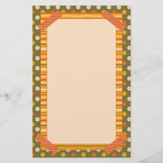 Retro Spring Hand Drawn Faux Washi Floral Vertical Briefpapier