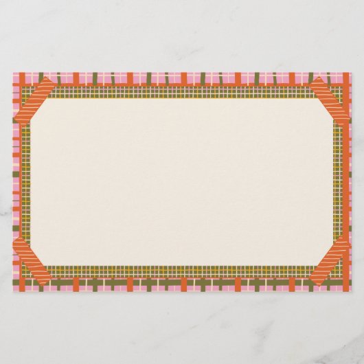 Retro Spring Hand Drawn Faux Washi Grid and Plaid Briefpapier (Vorderseite)