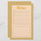 Retro Spring Hand Drawn Groovy Floral Check Notes Briefpapier (Vorne/Hinten)