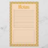 Retro Spring Hand Drawn Groovy Floral Check Notes Briefpapier (Vorderseite)