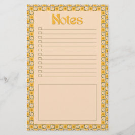 Retro Spring Hand Drawn Groovy Floral Check Notes Briefpapier