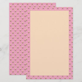 Retro Spring Hand Drawn Pink and Cream Floral  Briefpapier