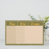 Retro Spring Hand Drawn Plan and Dream Green Grid Briefpapier (Stehend Vorderseite)