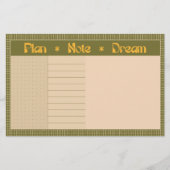 Retro Spring Hand Drawn Plan and Dream Green Grid Briefpapier (Vorderseite)