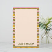 Retro Spring Hand Drawn Striped Personal Briefpapier (Stehend Vorderseite)