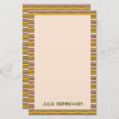 Retro Spring Hand Drawn Striped Personal Briefpapier (Vorne/Hinten)