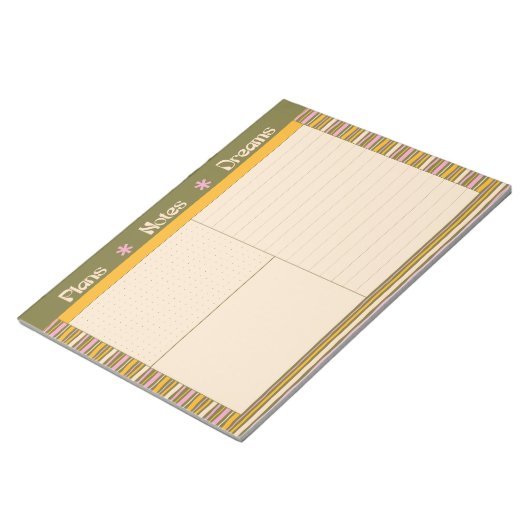 Retro Spring Hand Drawn Striped Plan and Dream Notizblock (angewinkelt)