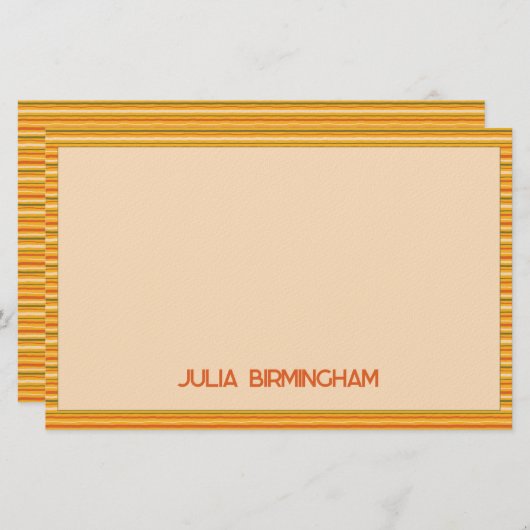 Retro Spring Hand Drawn Sunshine Striped Briefpapier (Vorne/Hinten)