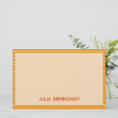 Retro Spring Hand Drawn Sunshine Striped Briefpapier (Stehend Vorderseite)