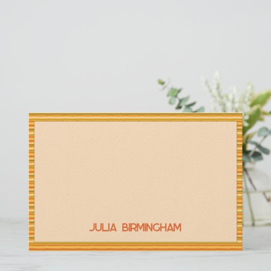 Retro Spring Hand Drawn Sunshine Striped  Briefpapier (Stehend Vorderseite)