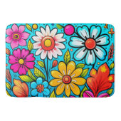 Retro Spring Hippie Blume Power Badematte (Vorderseite)