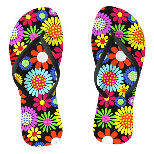 Retro Spring Hippie Blume Power Badesandalen (Fußbett)