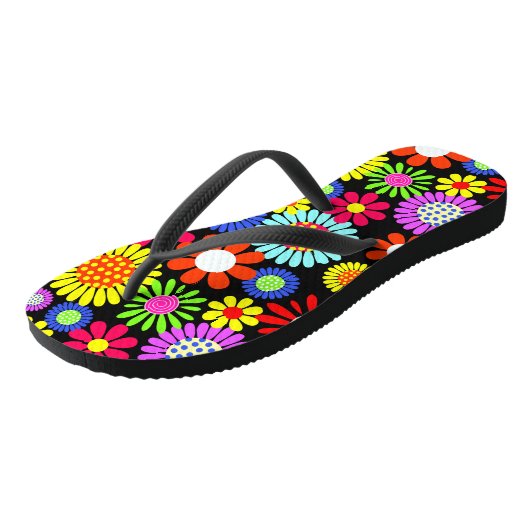 Retro Spring Hippie Blume Power Badesandalen (Schrägansicht)
