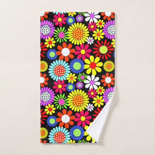 Retro Spring Hippie Blume Power Badhandtuch Set (Handtuch)