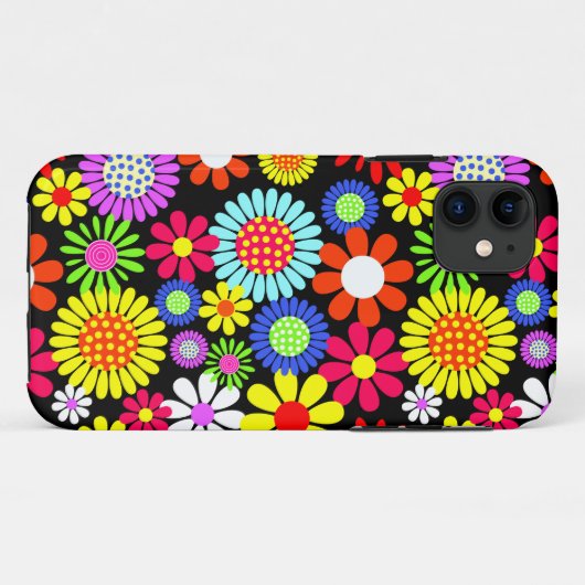 Retro Spring Hippie Blume Power Case-Mate iPhone Hülle (Rückseite (Horizontal))