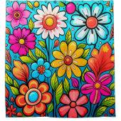 Retro Spring Hippie Blume Power Duschvorhang (Vorderseite)