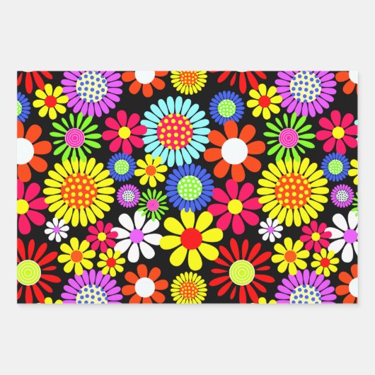 Retro Spring Hippie Blume Power Geschenkpapier Set (Vorderseite 3)