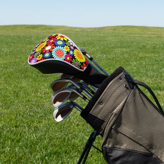 Retro Spring Hippie Blume Power Golf Headcover (In SItu)