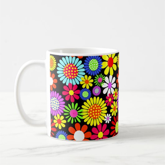 Retro Spring Hippie Blume Power Kaffeetasse (Links)