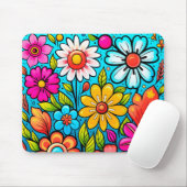 Retro Spring Hippie Blume Power Mousepad (Mit Mouse)