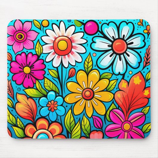 Retro Spring Hippie Blume Power Mousepad (Vorne)