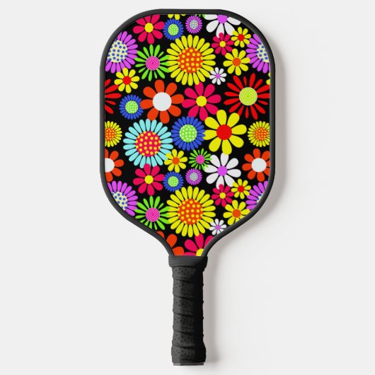 Retro Spring Hippie Blume Power Pickleball Schläger (Vorderseite)