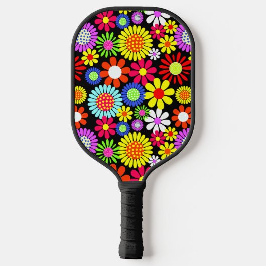 Retro Spring Hippie Blume Power Pickleball Schläger (Rückseite)